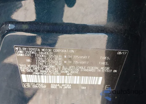 2018 Toyota Rav4 Le из США, поврежденный, VIN JTMBFREV0JJ178292